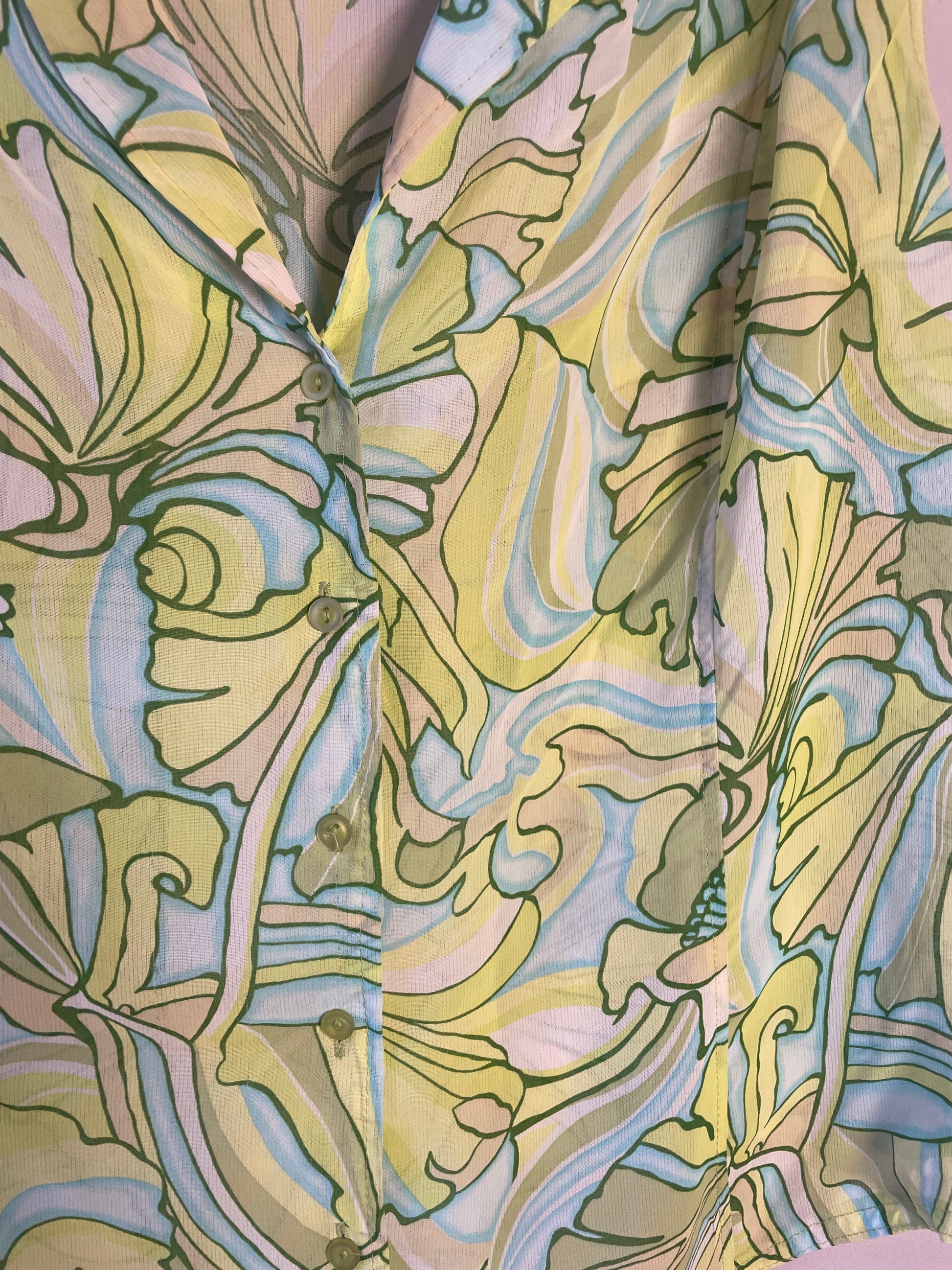 Chemisier fleurs vertes L
