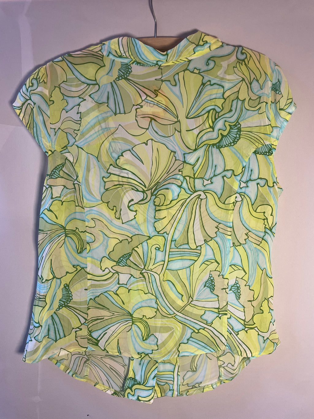 Chemisier fleurs vertes L
