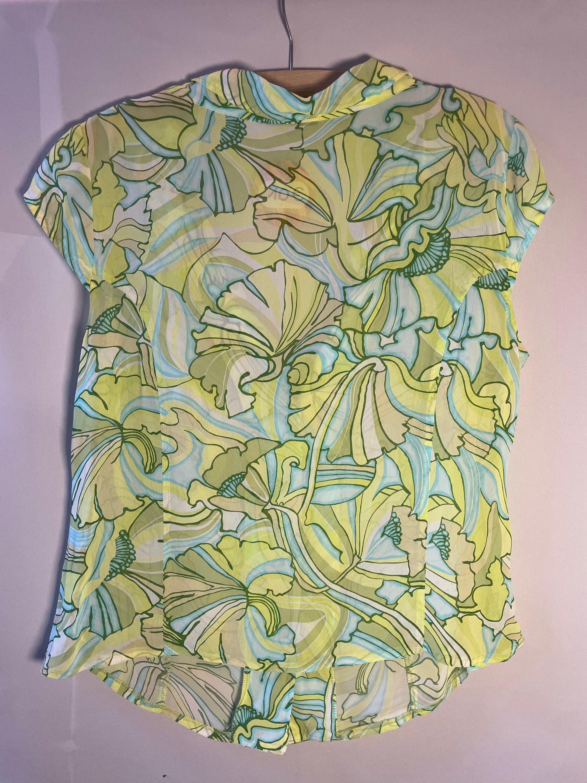 Chemisier fleurs vertes L