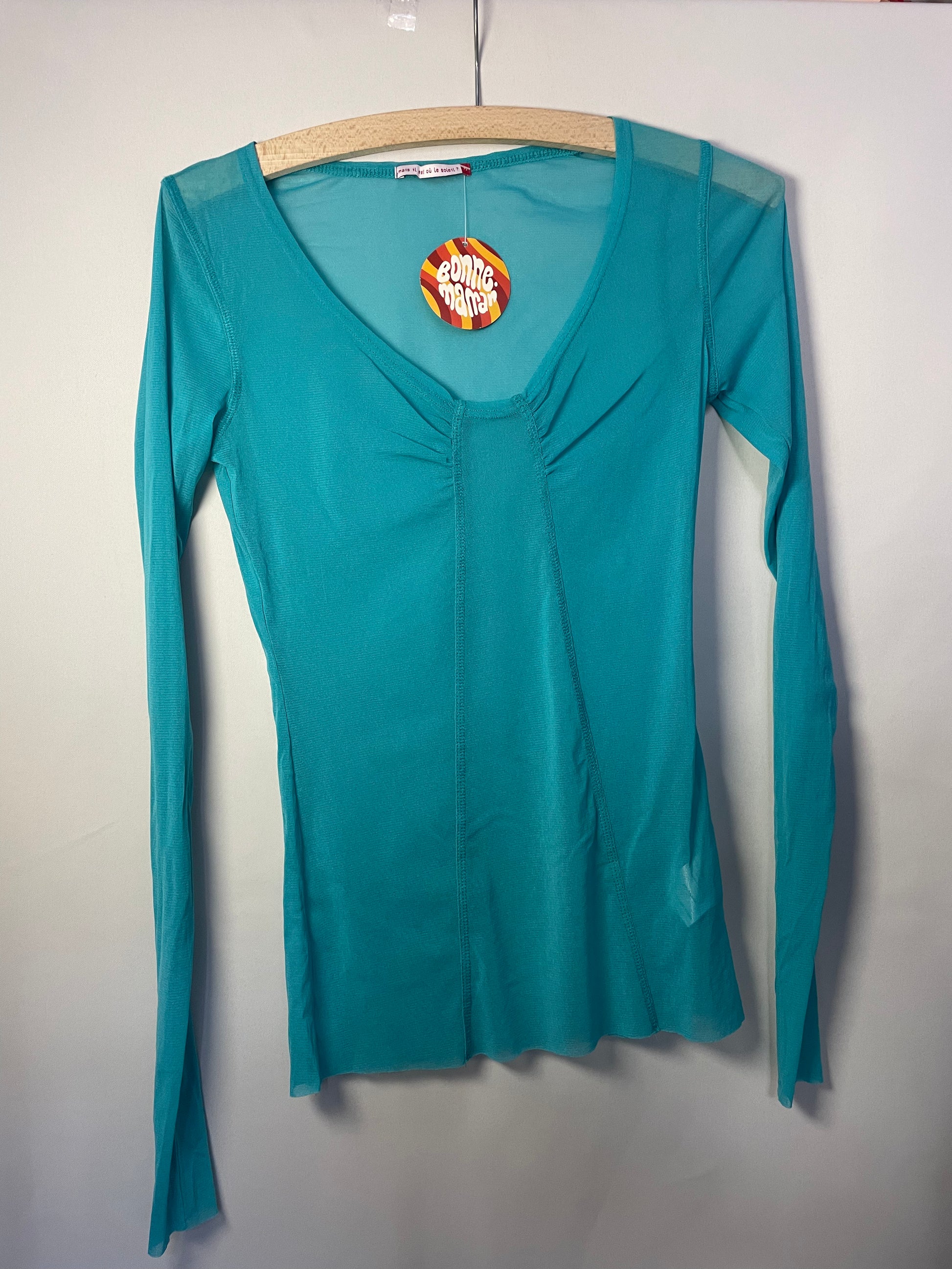 Top mesh turquoise S