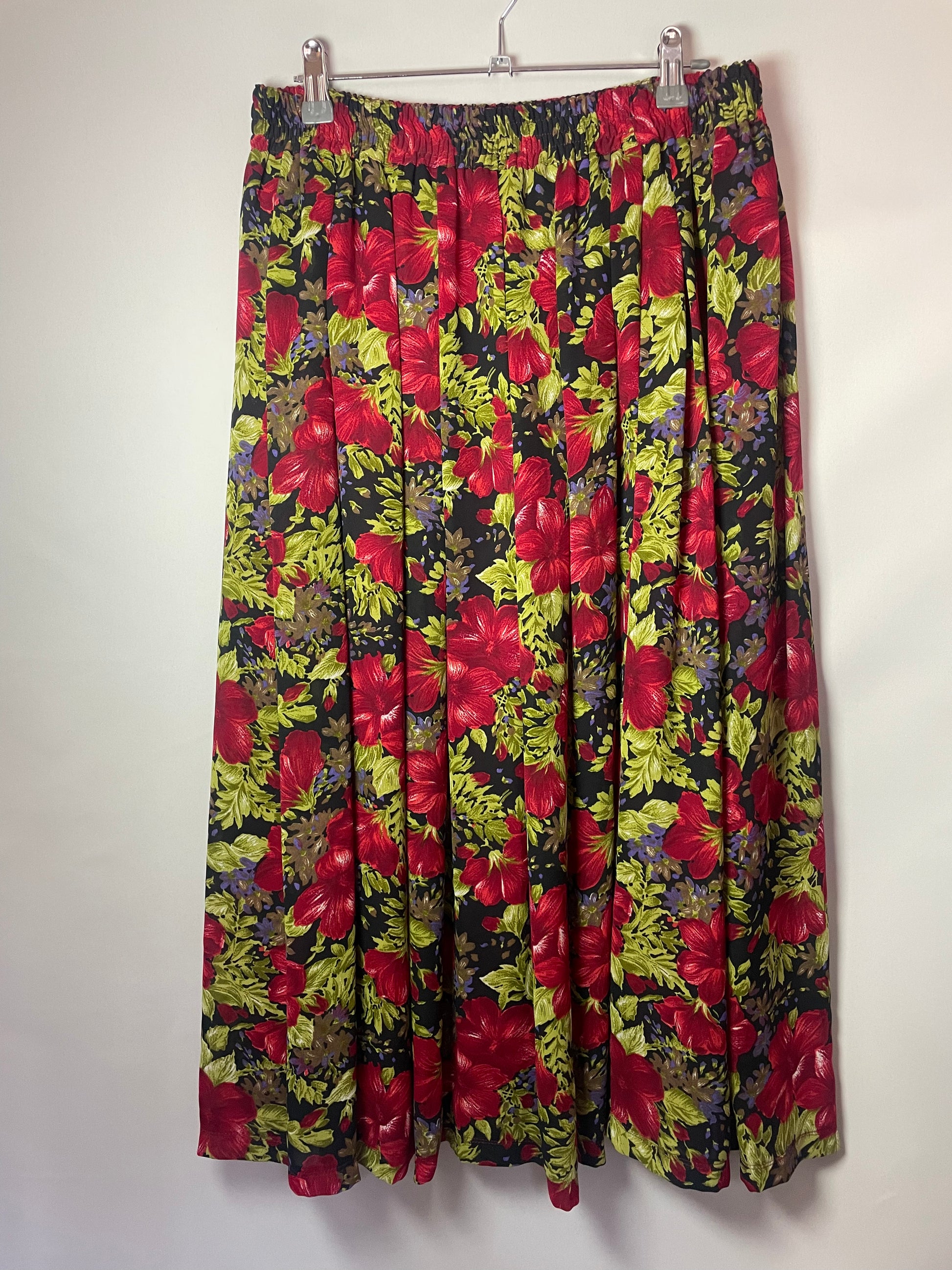 Jupe fleurs rouges M