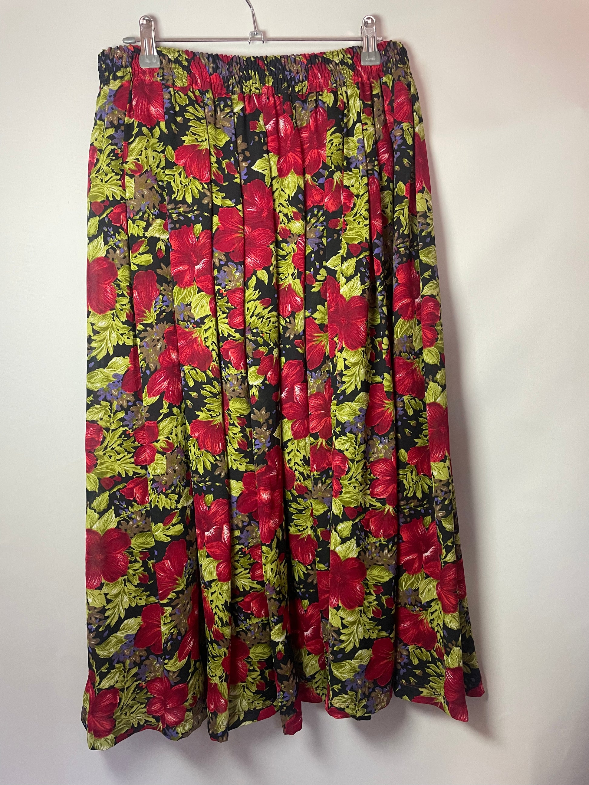 Jupe fleurs rouges M