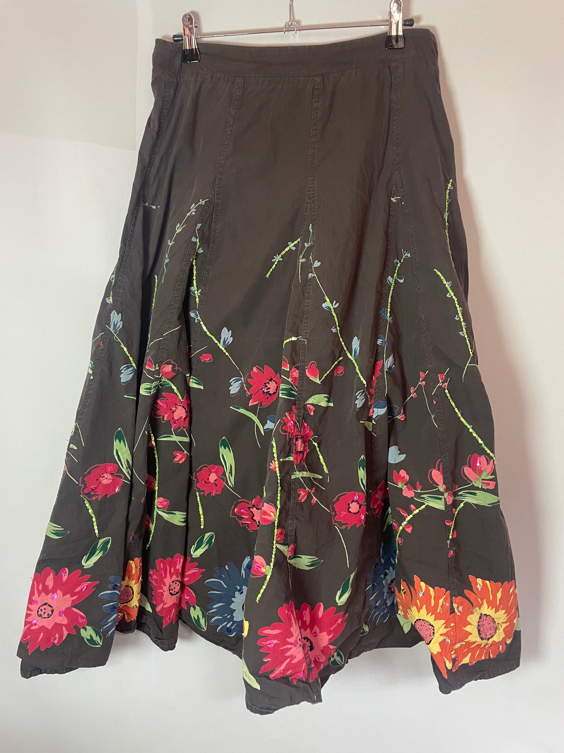 Jupe fleurs et sequins S
