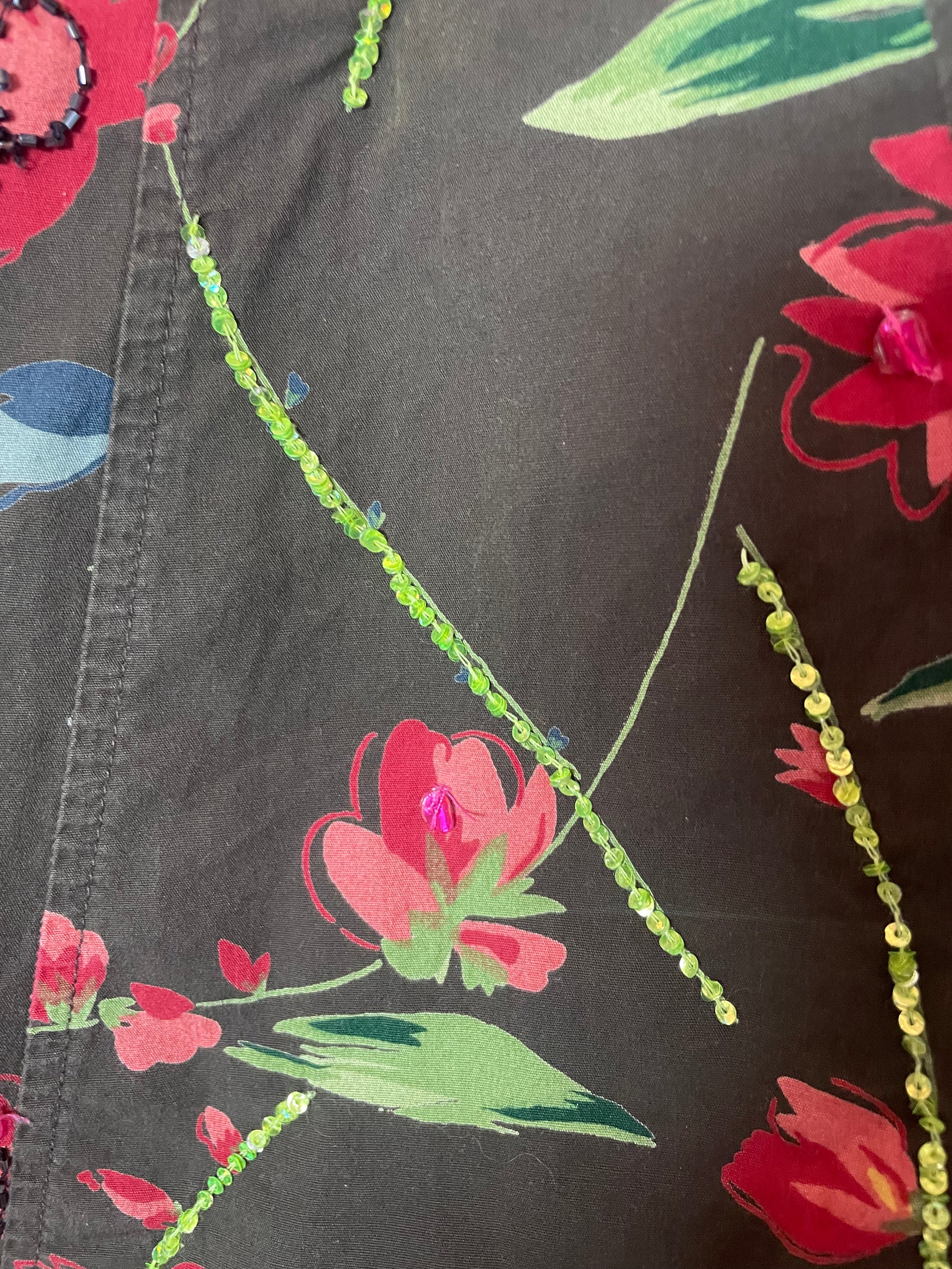 Jupe fleurs et sequins S