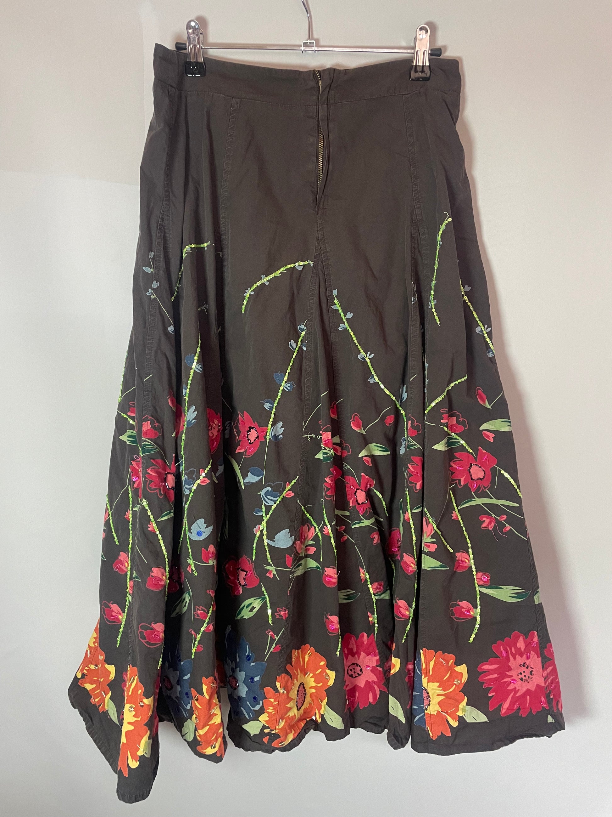 Jupe fleurs et sequins S