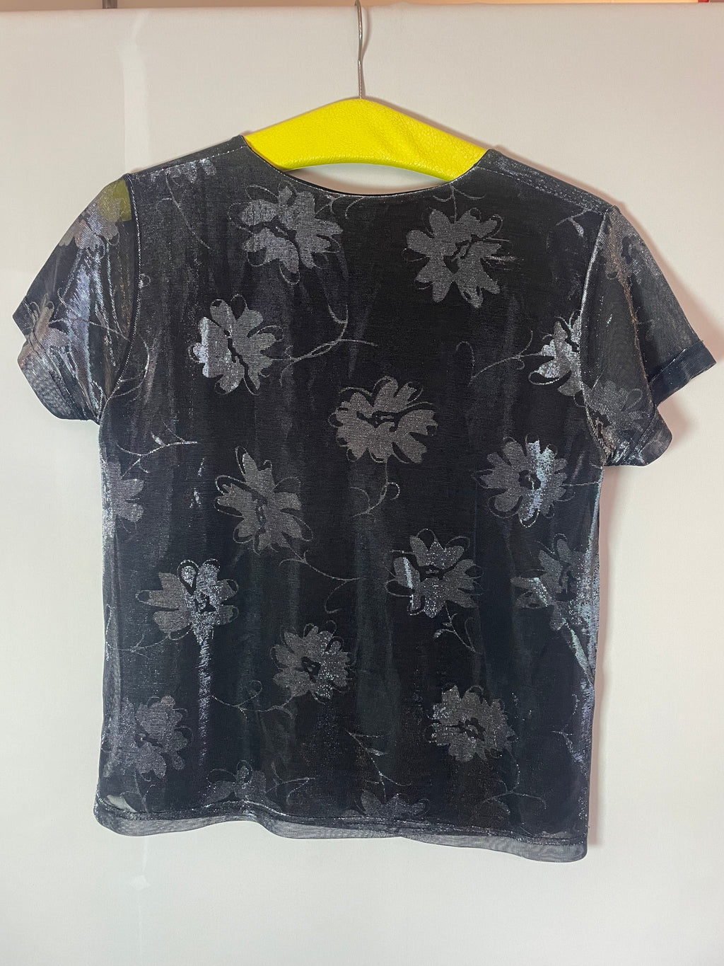 T-shirt brillant fleurs L